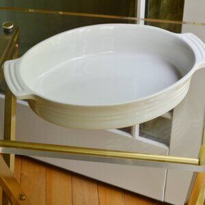 Le Creuset Oval Stoneware Casserole Au Gratin Baking Pan White 9.5”